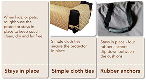 Floppy Ears Design Waterproof Faux Suede Microfiber Stay In Place Couch Protector Furniture Cover (Large Three Cushion Couch, Tan) #TOP5