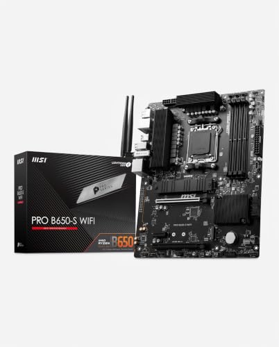 MSI Pro B650-S WiFi Carte mère, ATX - pour Les processeurs AMD Ryzen 9000, 8000 & 7000, AM5 - DDR5 Memory Boost 6000+MHz/OC, 2 x PCIe 4.0 x16, 2 x M.2 Gen4, Wi-FI 6E