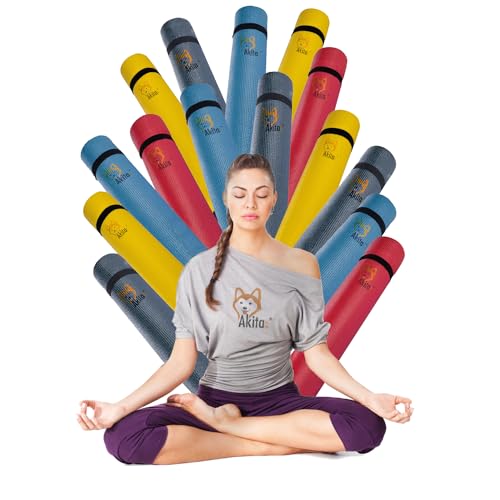 Tappetino Yoga Antiscivolo AKITAink - 175x60 cm, Spessore 4mm ad Alta Densita Materassino, Allenamento Fitness, Custodia Inclusa, Ideale per Yoga, Pilates, Fitness, Palestra e Ginnastica, vari Colori