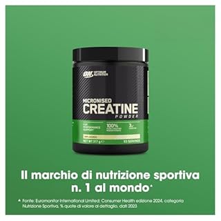 Optimum Nutrition Creatina Monoidrata Micronizzata in Polvere, Creatina Pura al 100% - Integratore per Migliorare Forza e Performance Muscolare, Pre e Post Workout, Senza Aroma, 317 g (93 Porzioni)