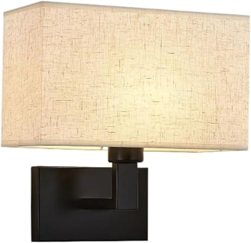 Aplique de pared rectangular textil beige iluminación interior fija E26 para pasillo