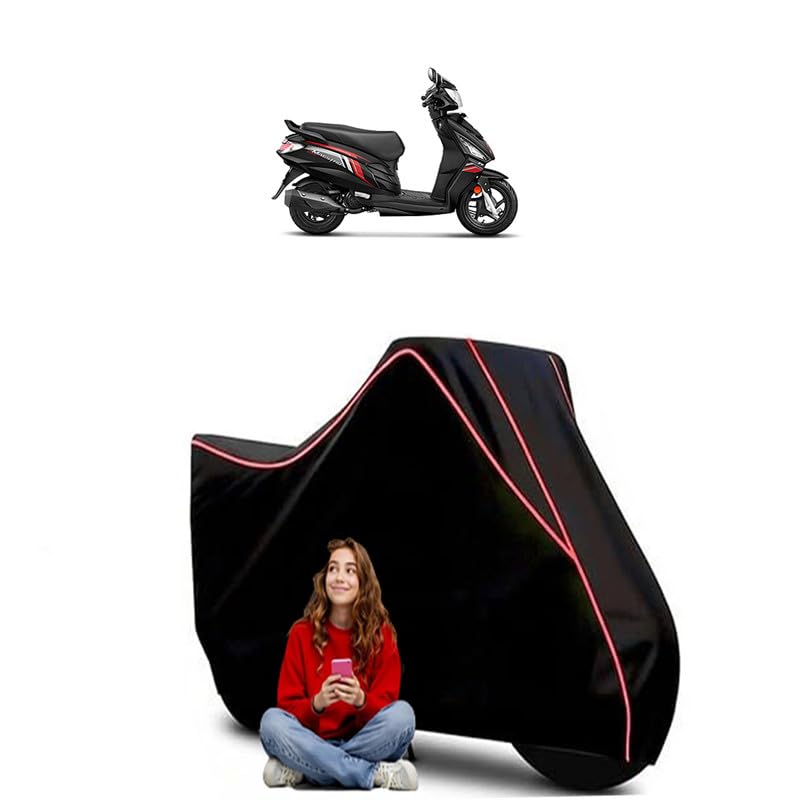 Image of Maestro 110 Scooty Bike Cover Water Resistant Outdoor Use Universal Fit Scooters Motorcycles Heavy Duty UV Protection Dust Rain Scratch Resistant Elastic Bottom Black Blue Piping
