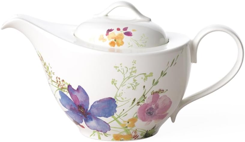 Mariefleur Basic Teapot, 33.75 oz, Premium Porcelain, White/Multicolored