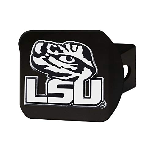 Louisiana State University NCAA Black Metal Hitch Cover by FANMATS - Unique 3D Chrome Team Logo Molded Design – Easy Installation on Truck, SUV, Car, ATV -Ideal LSU Tigers Gift for Student/Alumni/Fan