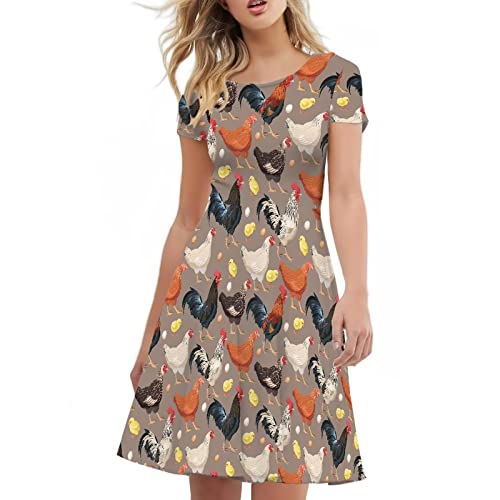 Image of Biyejit Women's Summer Casual Short Sleeve T-Shirt Swing Dress Crew Neck Plus Size S-4XL