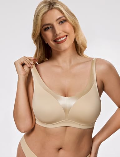 Wingslove Women's Wireless Bras Full Coverage No Underwire Unlined Smooth Comfort Minimizer Bra Plus Size Non Padded Support4