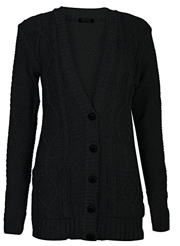 Image of Forever Womens Long Sleeves Plus Size Cable Knitted Grandad Button Cardigan