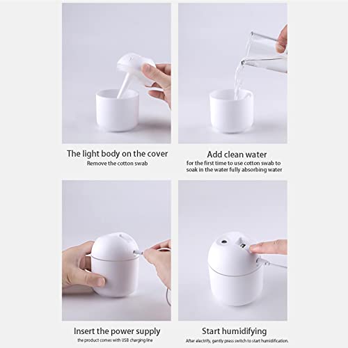 Humidifiers for Bedroom, 250ml Easy To Fill and Clean, Quiet Ultrasonic Small Humidifier with 2 Mist Modes and 7 Color Nightlight,auto Shut-Off Portable Humidifier for Nursery Plants Indoor Home