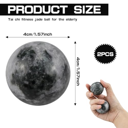 LNQ LUNIQI Chinese Health Qi Gong Balls, Jade Sphere, Hand Massage Ball, Baoding Stress Relief Gymnastics for Men and Women Pack of 2 - Image 2