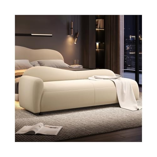 FUHAI-666 Cama Banco Taburete de Noche for Dormitorio, sofá, Chaise Longue, pequeño apartamento, Banco, Estilo Crema, sofá Sencillo. Banco Almacenaje(Off-White,Pequeño)