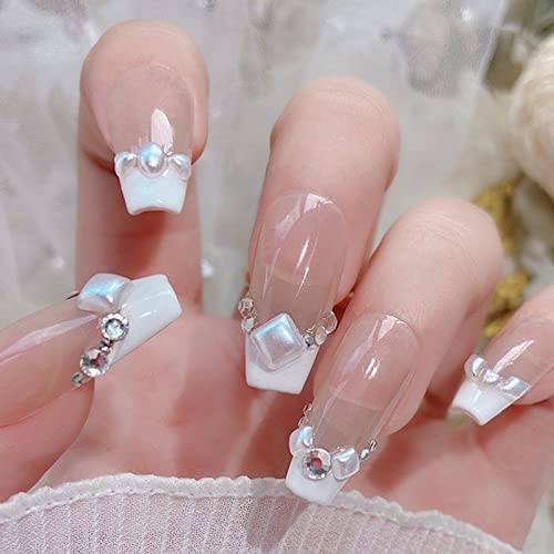 600Pcs 3D White Pearls Nail Charms Multi Shapes Heart Star Bowknot Round Pearls Nail Beads Charms Acrylic Abs Hollow Pearls Heart Nail Charms For Manicure Diy Crafts Jewelry Accessories #TOP5