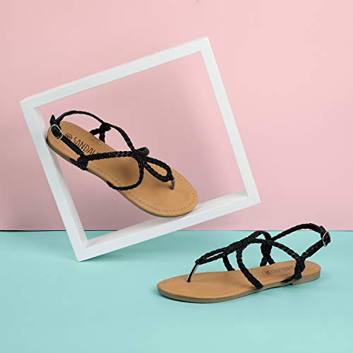 SANDALUP Women's Braided Strap Thong Flat Sandals - Image 3