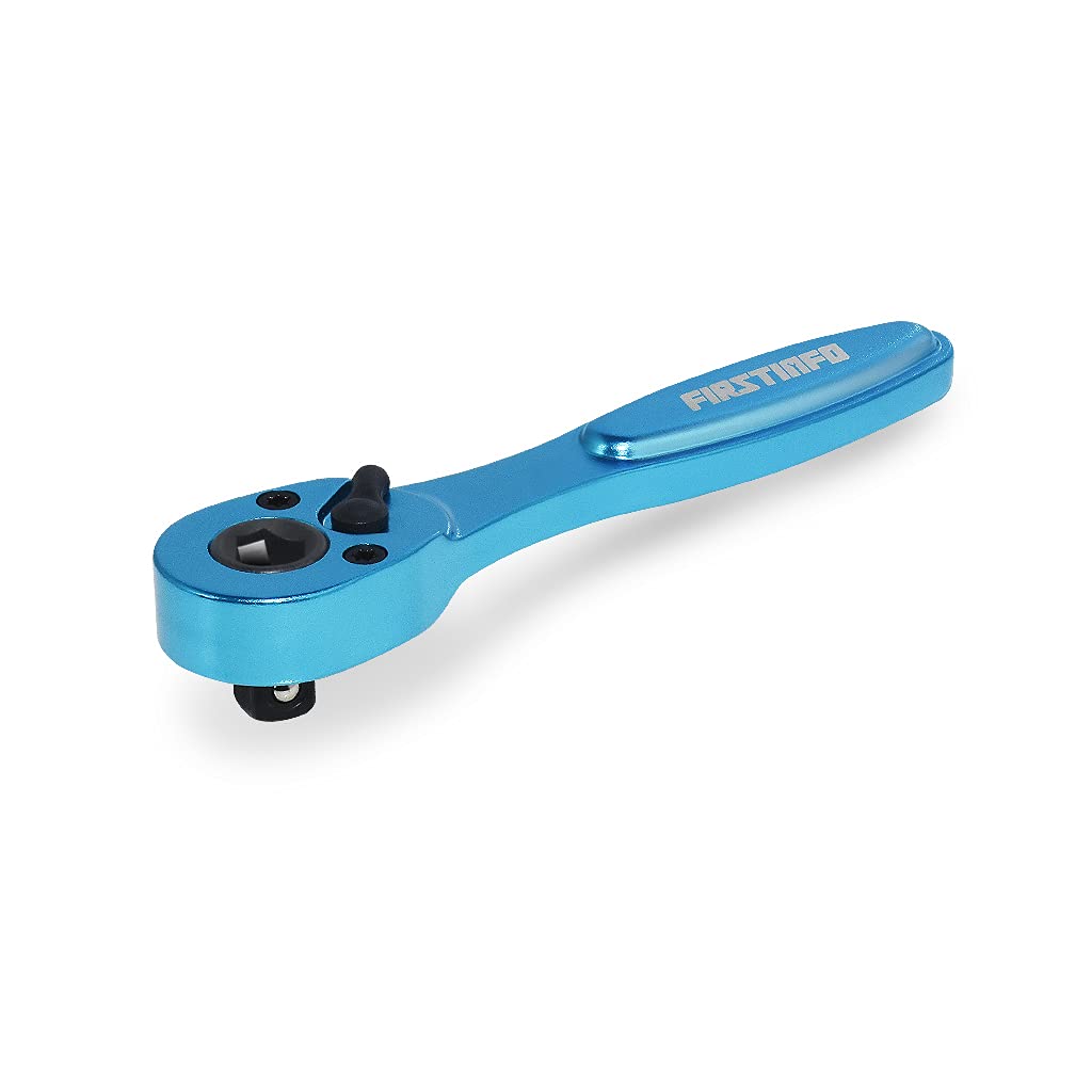 FIRSTINFO F32423B Dual Drive 1/4 Inch Hex Bit and Socket Micro Ratchet Wrench- Light Weight Aluminum, 72T Reversible, Compact Size for Tight Spaces