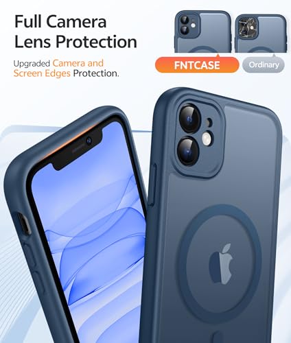 Image of FNTCASE for iPhone 11 Case: [Compatible with Magsafe] Translucent Matte Magnetic Cases [Full Camera Protection] Military Grade Shockproof Protective Phone Cover - Blue