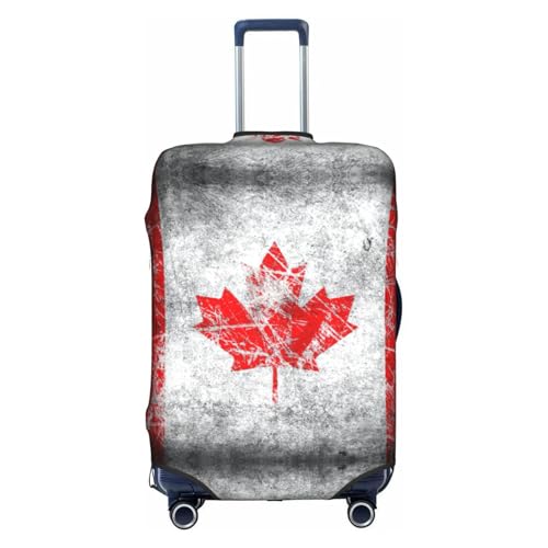 Retro Canada Flag Print Travel Elastic Suitcase Luggage Baggage Cover Protector, Washable And Anti-Scratch