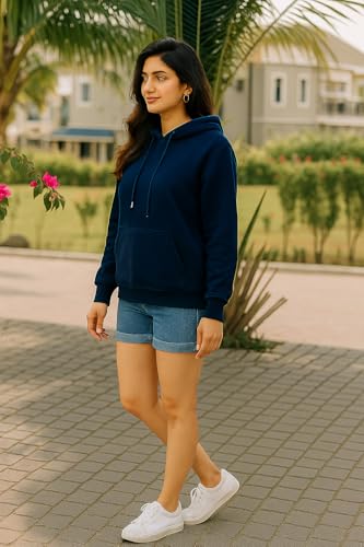 Image of Women Sweatshirt with Hoodies, Hooded Neck Regular Fit Long Sleeve Womens,Solid Hooded Cotton Fleece for Women