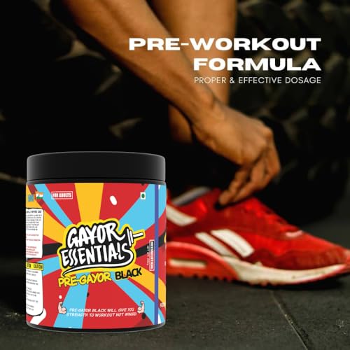 Image of Gayor Essentials Pre Gayor Black (Cola, 286g, 26 Servings) | Advanced Pre-Workout, 200mg L-Theanine,300mg Caffeine, 8g Citrulline Malate, Piperine, black pepper extract