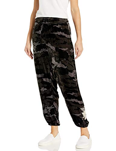 JWLA By Johnny Was Women's Velvet Jogger with Embroidery, Midnight camo, L