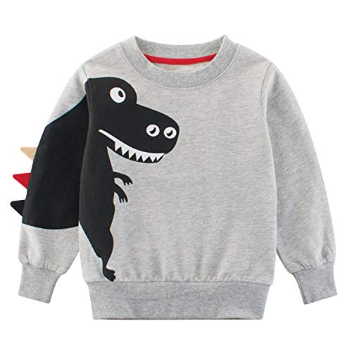 Kids Boys Cute Cartoon Casual Sweatshirts Round Neck Long Sleeve Pullover T-Shirts Tops