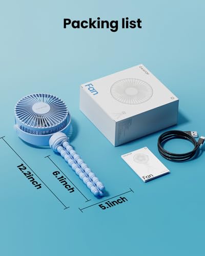 Gaiatop Mini Portable Stroller Fan, Battery Operated Small Clip on, Detachable 3 Speed Rechargeable, 360° Rotate Flexible Tripod Better Cooling for Car Seat Crib Treadmill Travel Blue - Image 3
