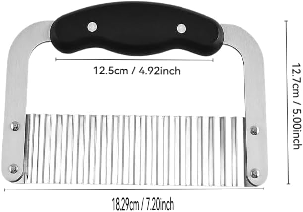 Miniatura 7 de Cortador de mandolina con hoja ondulada de acero inoxidable, cortador de papas fritas de mano para papas fritas, papas fritas arrugadas y corte de