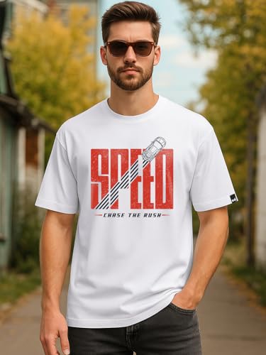 Image of Bewakoof Men's Cotton Printed Oversized Fit Half Sleeve Round Neck T-Shirt | Casual Wear | Street Wear | Oversized t Shirt for Men Cotton | Baggy