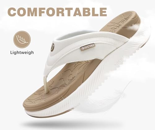 Image of ONCAI Women's Orthotic Cushion Flip Flops Recovery Walking Sandals for Women with Arch Support Summer Comfortable Slip On Flip Flops for Womans Size 6-12