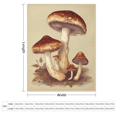 Plaid en flanelle douce imprimé champignons vintage, douceur Premium