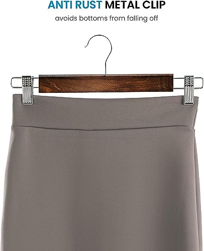 Image of Wooden Hangers for Clothes Hanging | 360 Swivel Hook with 2-Adjustable Clip Hangers for Pants, Skirts, Sarees | Wooden Trousers Bottom Hangers for Wardrobe (50, Beige)