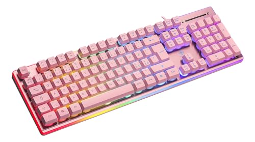 DELTACO GAMING PF75 Membran Filaire Clavier de Gaming éclairé Allemand, QWERTZ Rose, Rose