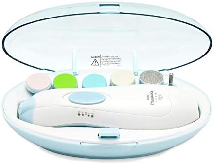 Little Martin’s Drawer Baby Nail Trimmer File with Light - Safe Electric Nail Clippers Kit for Newborn Infant Toddler Kids Toes and Fingernails - Care, Polish and Trim - Battery Operated (AA), Blue
