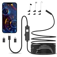 Endoskopkamera mit Licht, 1080P HD Endoskop-Kamera Handy mit Licht Wasserdichtes Ip67 Kein WLAN Erforderlich Inspektionskamera Kanal-kamera Handy mit 8 LED Licht für Android & iOS, Tablet (16.4 ft/5m)