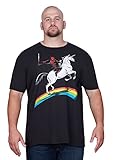 Marvel unisex adult Deadpool Riding a Unicorn on Rainbow T-shirt T Shirt, Black, Large US