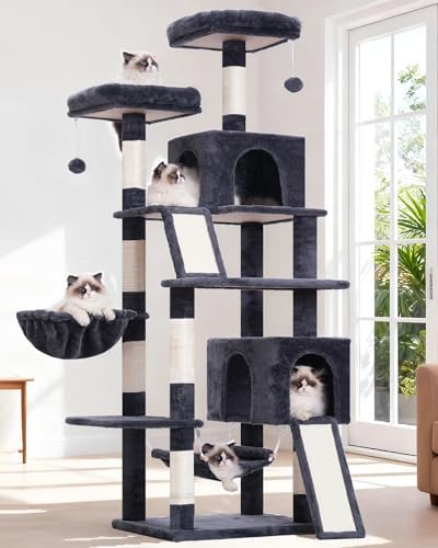 Gitelsnour Cat Tree for Indoor Cats, 71'' (180cm) Multi-Level Cat...