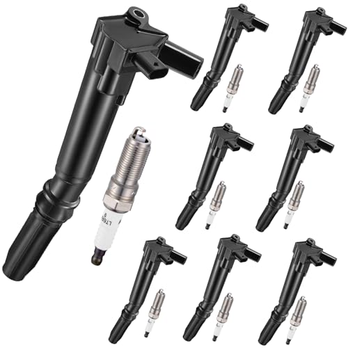 Image of 8 Ignition Coils Pack+8 Spark Plug Kit - Fix Misfires for Ford F-250 /F-350 /E-450 Super Duty (6.2L V8) 2018-2020 - Repl. UF834 /HL3Z12029C /6509
