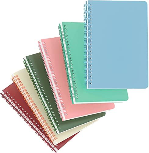 Spiral Notebook for Work Organization A5 8.3 x 5.7 In 6 Pack Thick Plastic Hardcover Notebook 8mm College Ruled Spiral Journal Notebook for School Wirebound Memo Notepads Note Taking 3 Color 80 Sheets