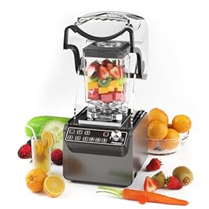 Commercial Blender 70oz 3.5 hp 5 Programmable Function,Quiet Blender with Digital Waterproof Touchpad and Quiet Sound Enclosure – 120V