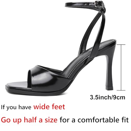 Image of Mostrin Strappy Heels for Women Square Open Toe Lace Up Heeled Sandals Ankle Strap Sexy Stiletto High Heels for Party, Prom, Dating, Wedding