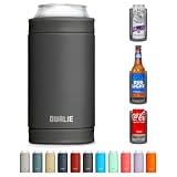 DUALIE 3 in 1 Insulated Can Cooler - Universal Size for 12 oz Cans, Slim Cans, and Bottles - Charcoal