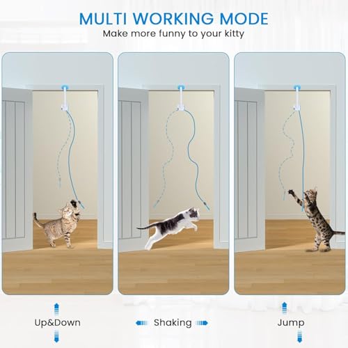 PETTOM Katzenspielzeug Selbstbeschäftigung Tür, hängend, mit 3 Mäusen | Selbstbeschäftigung für Katzen, Türrahmen-Befestigung, interaktiv, 3 austauschbare Mäuse, fördert Jagdtrieb, wiederaufladbar – Bild 3
