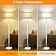 OUTON Stehlampe Wohnzimmer 3 Farbtemperaturen, LED Stehleuchte mit 9W E27 Glühbirne & Fußschalter, Modern Vintage Design Leselampe mit Leinen Lampenschirm für Schlafzimmer, Büro (Weiß)