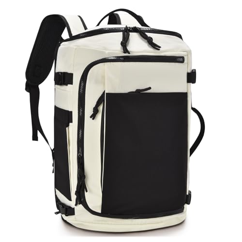 COSCOOA Mochila de viagem de transporte 40 x 30 x 20 cm expansível 30 – 35 L, 40 x 30 x 25 cm Tamanho do item pessoal, mochila para laptop de 15,6 polegadas, Bege