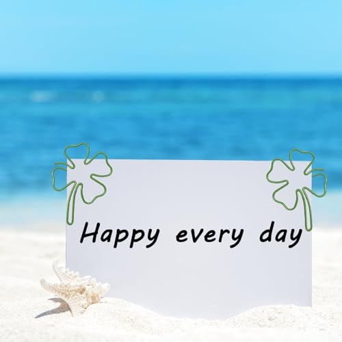 luckaide Büroklammern, 50 Stück Vierblättrige Kleeblatt Büroklammern Motiv Groß Metall Klammern Lesezeichen Paper Clips Kreative Briefklammern Papierklammern Aktenklammer für Postkarten Büro Schule