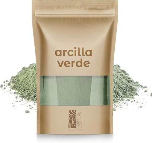 Essenciales - Arcilla Verde Antiinflamatoria 500g - Arcilla Verde en Polvo, purifica y regenera tu piel