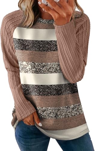 Image of OFEEFAN Long Sleeve Shirts for Womens Fall Fashion 2026 Crewneck Oversized Sweatshirt Tunic Tops to Wear with Leggings