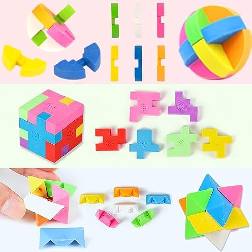 Proloso PIN TU XIANG PI CA 15 Pcs Puzzle Cube Pencil Erasers Kids Party Favors Classroom Student Prizes Brain Teasers thumb #4