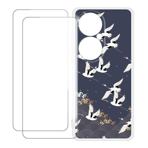 UOGNADGD Huawei P50 Pro Snapdragon 888 �Ƃ̌݊������� �J�X�^���J���t���P�[�X�{�����K���X�ی�t�B����2���t�� ? �Ռ��z�������h�~ (����)