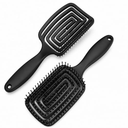 Image of Detangling Hair Brush for Women & Men- Anti Hair Fall Comb for Curly, Wavy & Straight Hair | Hair Straightening Brush, Wet & Dry Styling Brush | Scalp Massager, Frizz Control & Tangle (Black)
