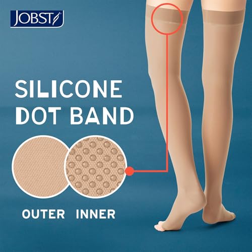 Image of JOBST UltraSheer Thigh-High Compression Stockings for Women - Open Toe - Silicone Dot Band - Medical Compression 20-30 mmHg - For Varicose and Spider Veins - Helps Prevent Swelling
