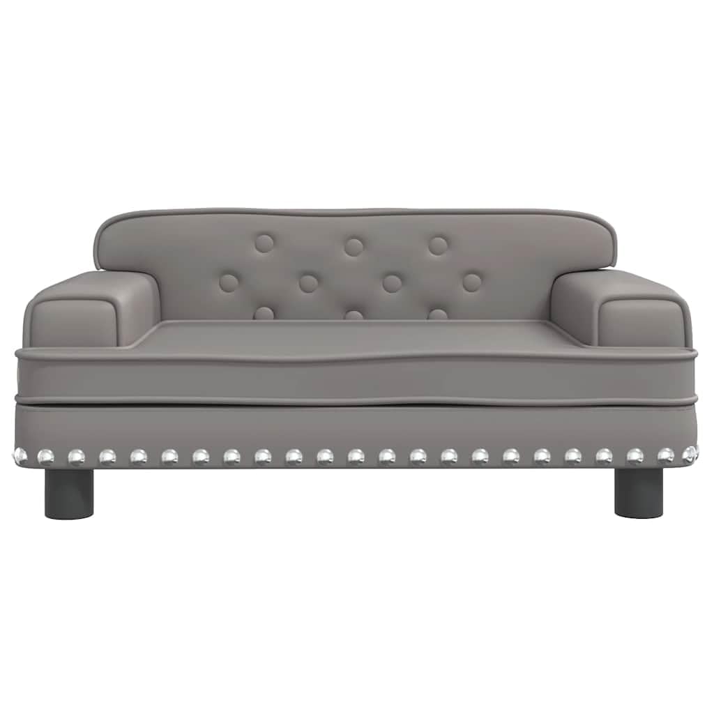 Hundebett Grau 70x45x30 cm Kunstleder Sofa mit Kiefernholzrahmen, wasserdichtes und bequemes Haustierbett für Entspannung, Robustes Hundesofa mit Vier Füßen für Stabilität